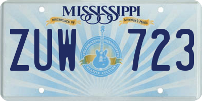 MS license plate ZUW723