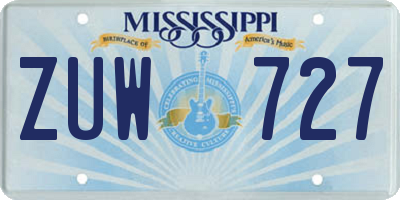 MS license plate ZUW727