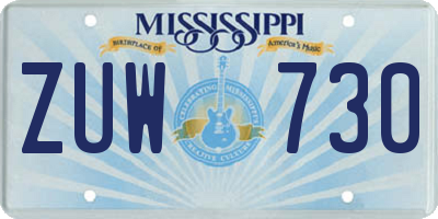 MS license plate ZUW730
