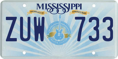 MS license plate ZUW733