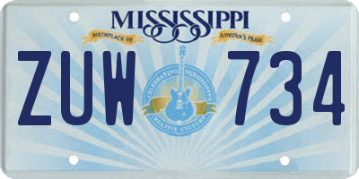 MS license plate ZUW734