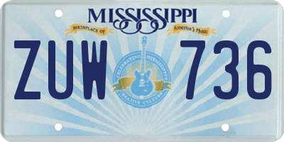 MS license plate ZUW736