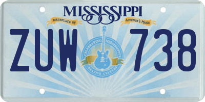 MS license plate ZUW738