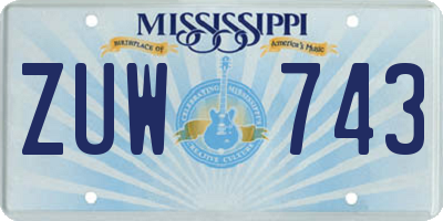 MS license plate ZUW743