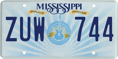 MS license plate ZUW744