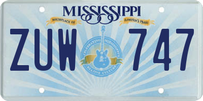 MS license plate ZUW747