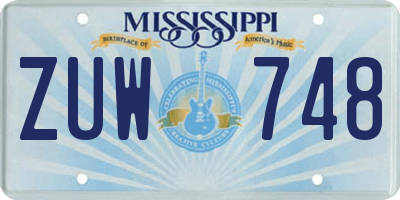 MS license plate ZUW748