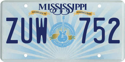 MS license plate ZUW752
