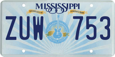 MS license plate ZUW753