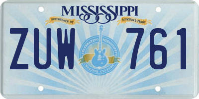 MS license plate ZUW761