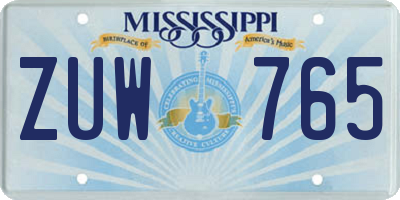 MS license plate ZUW765