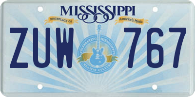 MS license plate ZUW767
