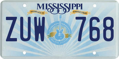 MS license plate ZUW768