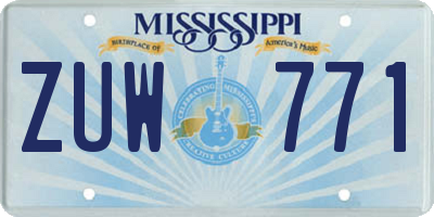 MS license plate ZUW771