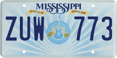 MS license plate ZUW773
