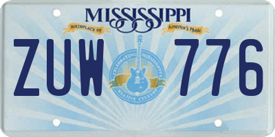 MS license plate ZUW776