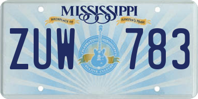 MS license plate ZUW783