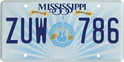 MS license plate ZUW786