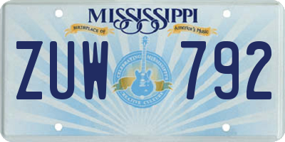 MS license plate ZUW792