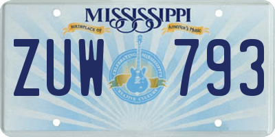 MS license plate ZUW793