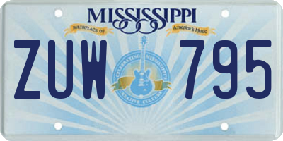 MS license plate ZUW795