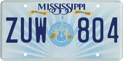 MS license plate ZUW804