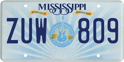 MS license plate ZUW809