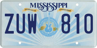 MS license plate ZUW810