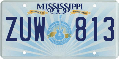 MS license plate ZUW813