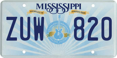 MS license plate ZUW820