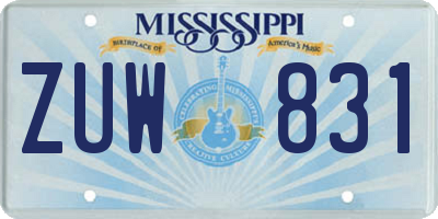 MS license plate ZUW831