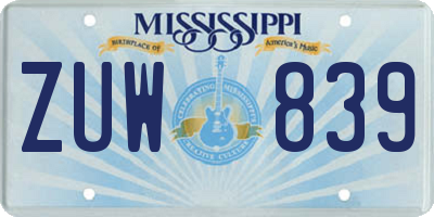 MS license plate ZUW839