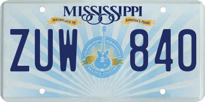 MS license plate ZUW840