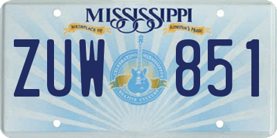MS license plate ZUW851