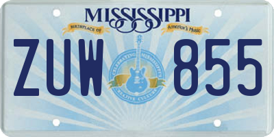 MS license plate ZUW855