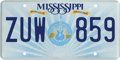 MS license plate ZUW859