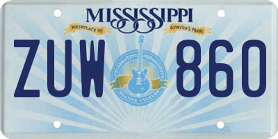 MS license plate ZUW860