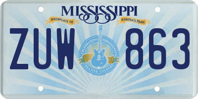 MS license plate ZUW863