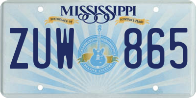 MS license plate ZUW865