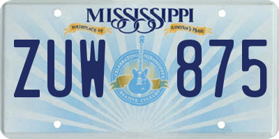 MS license plate ZUW875