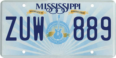 MS license plate ZUW889