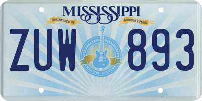 MS license plate ZUW893