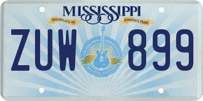 MS license plate ZUW899