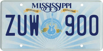 MS license plate ZUW900