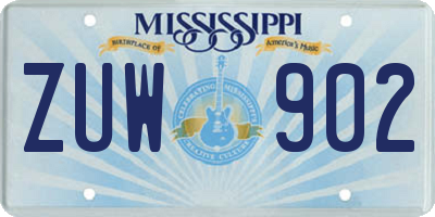 MS license plate ZUW902