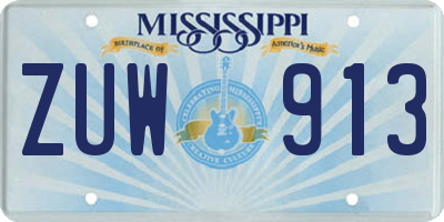 MS license plate ZUW913