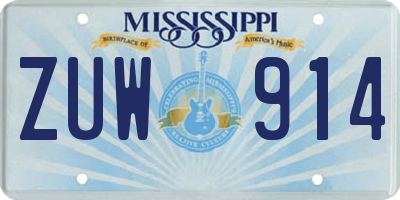 MS license plate ZUW914