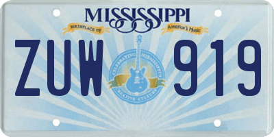 MS license plate ZUW919
