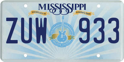 MS license plate ZUW933