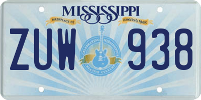 MS license plate ZUW938